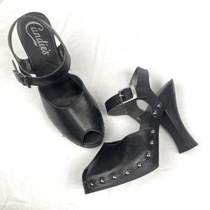 Candies Black Strap Heels 7.5